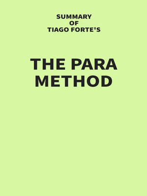 cover image of Summary of Tiago Forte's the PARA Method